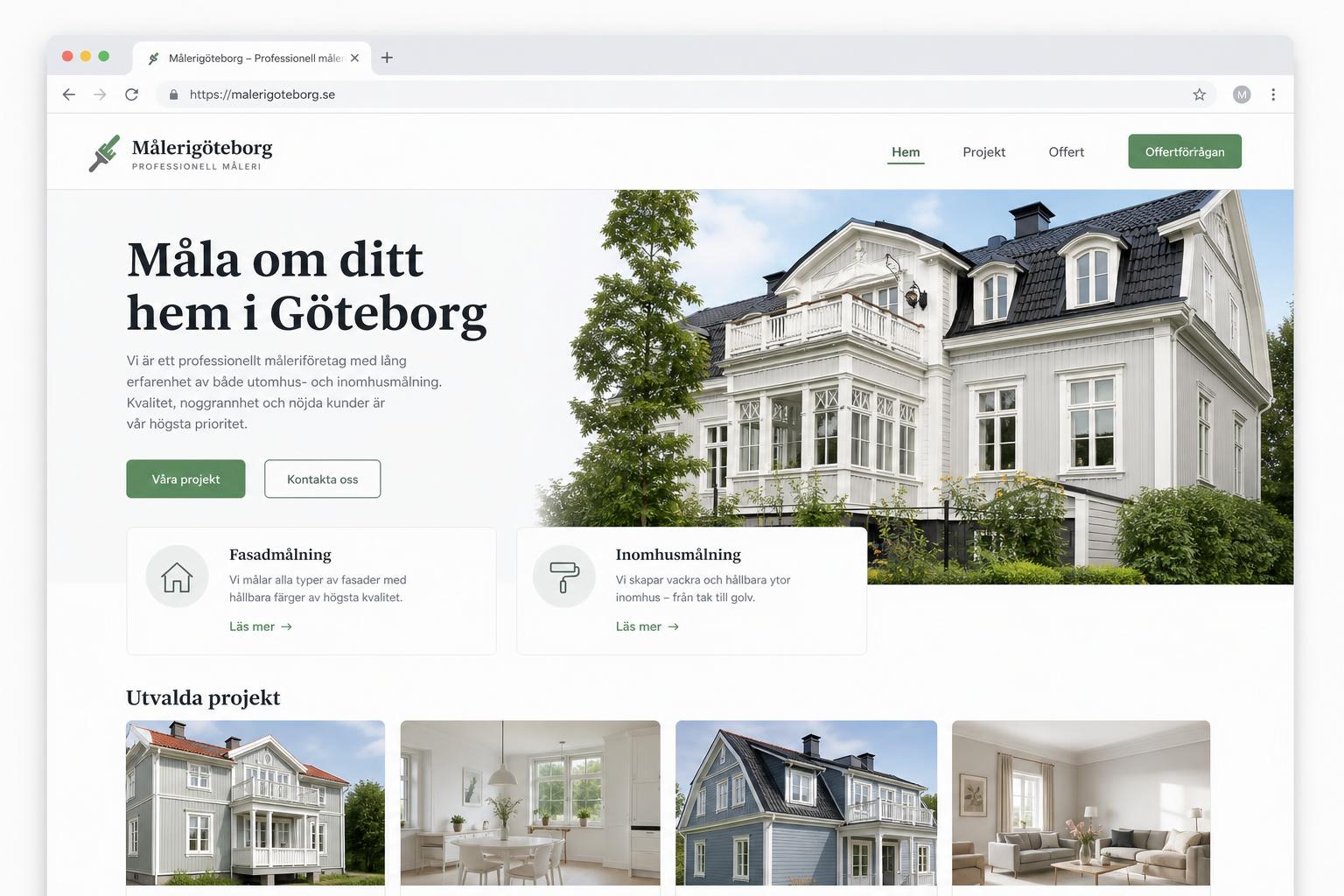 Hemsida för målare