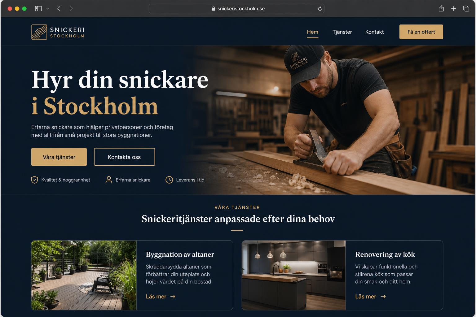 Hemsida för snickare